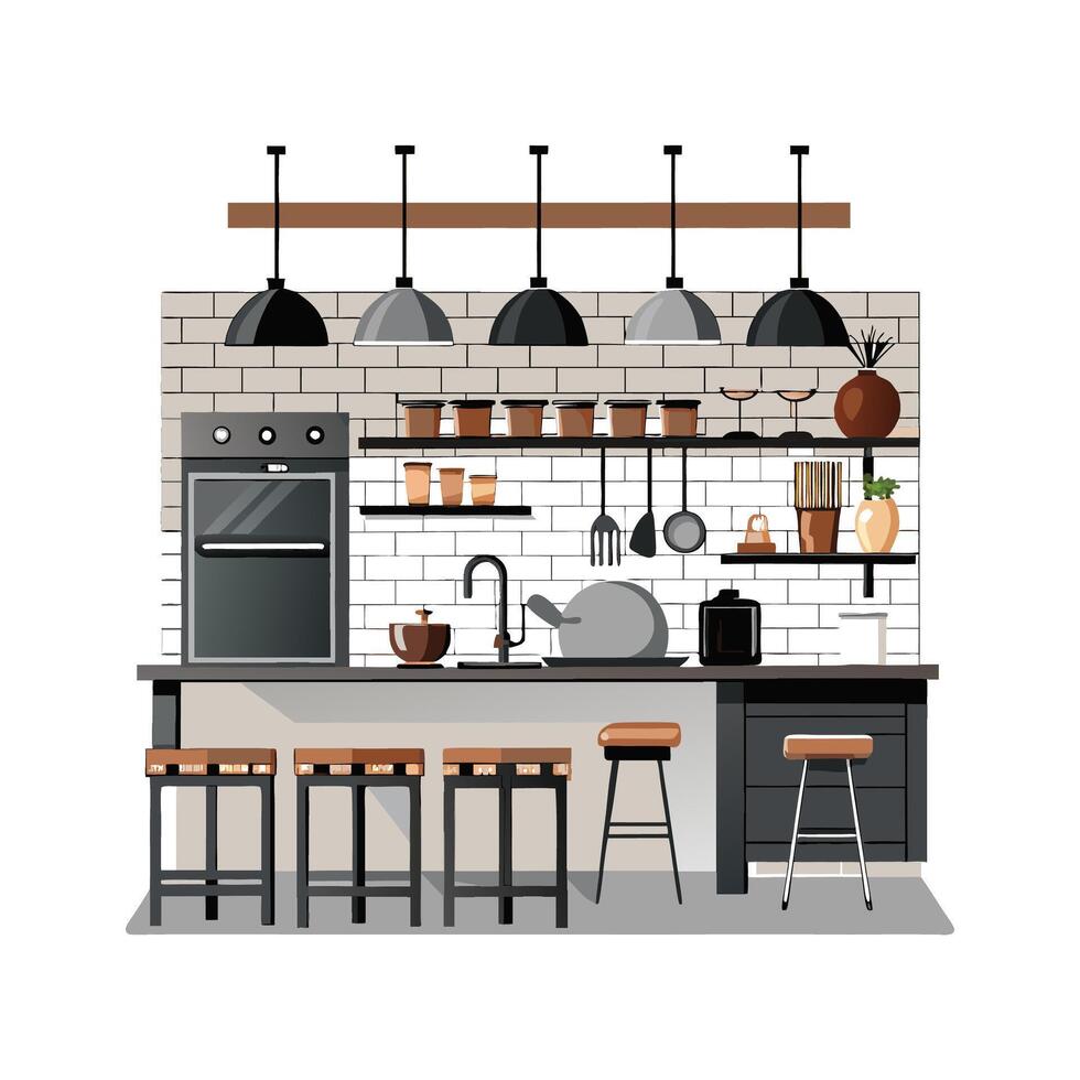 Elegant Kitchen Icons for Modern Industrial Style vector