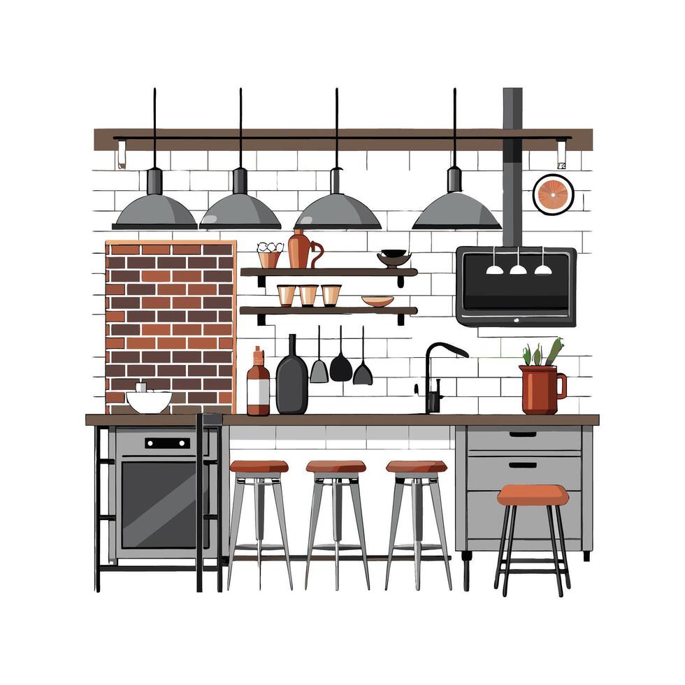 Artistic Icons for Unique Industrial Kitchen Elements vector