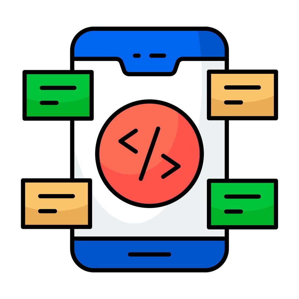 Trendy design of mobile coding vector