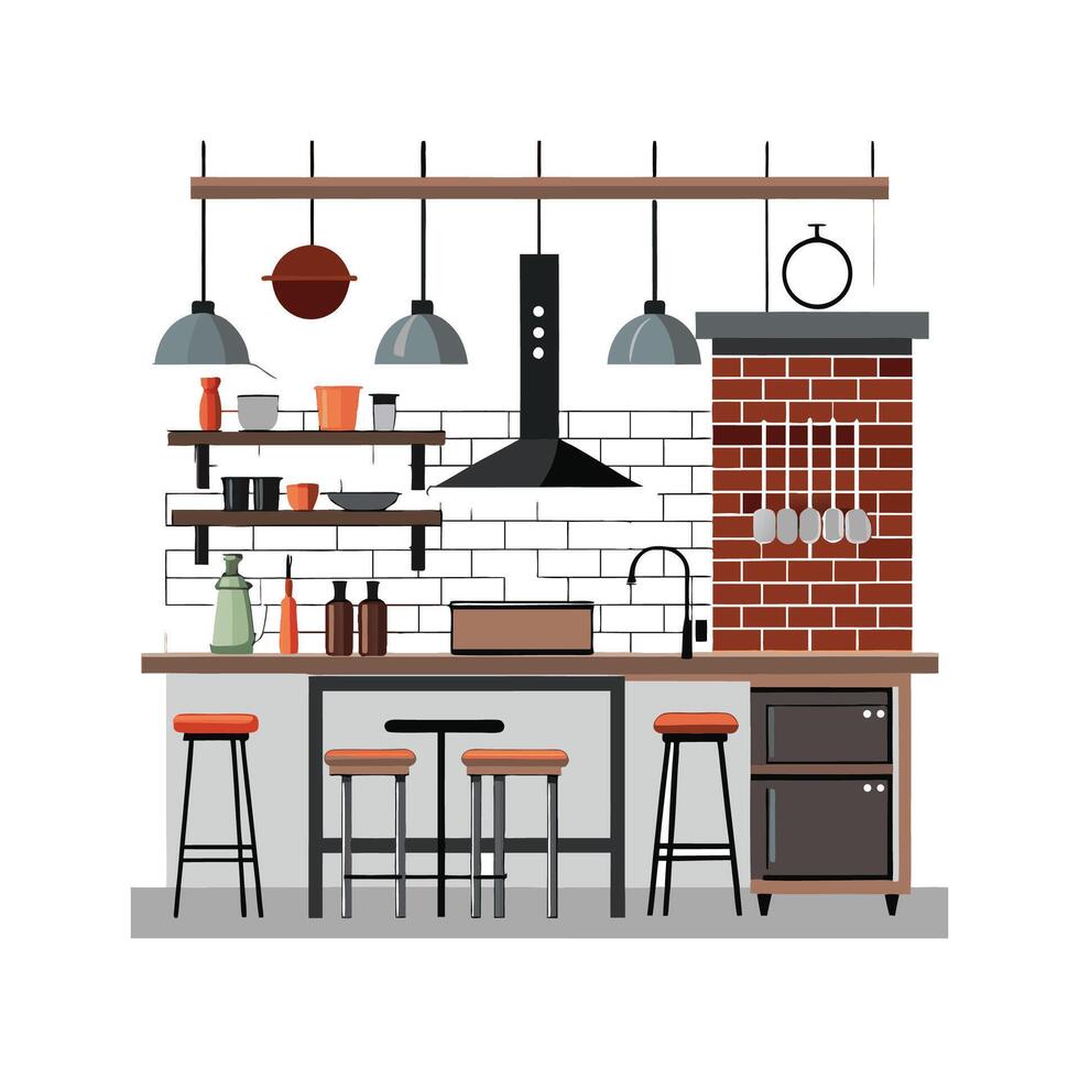 Stylish Icons for Elegant Industrial Kitchen Spaces vector