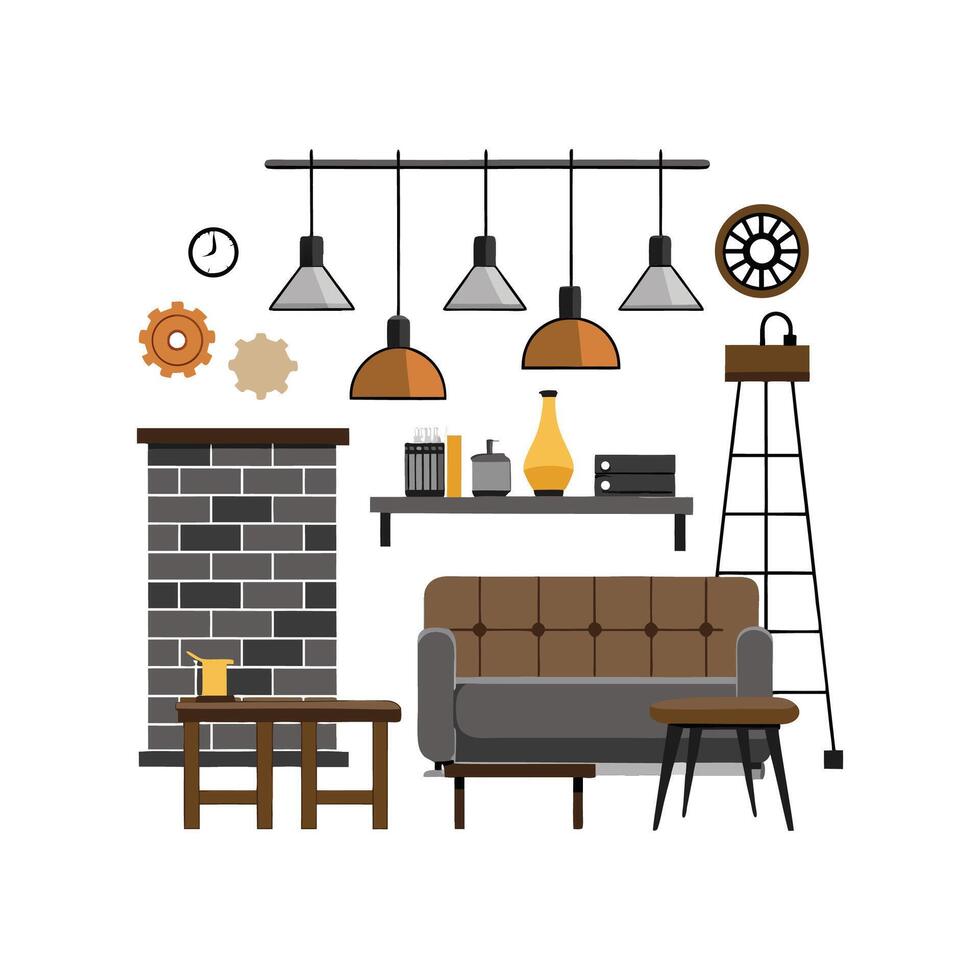 Stylish Icons for Industrial Loft Design vector