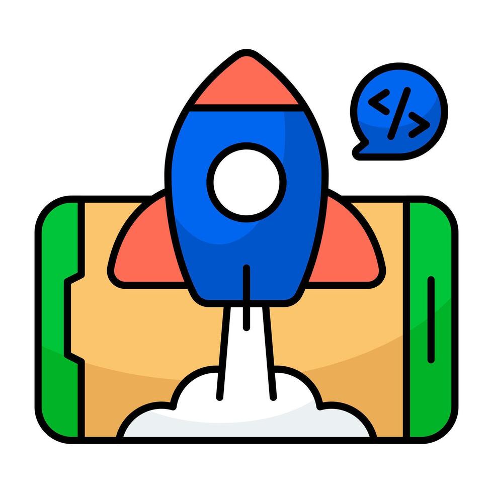 A unique design icon of mobile launch vector