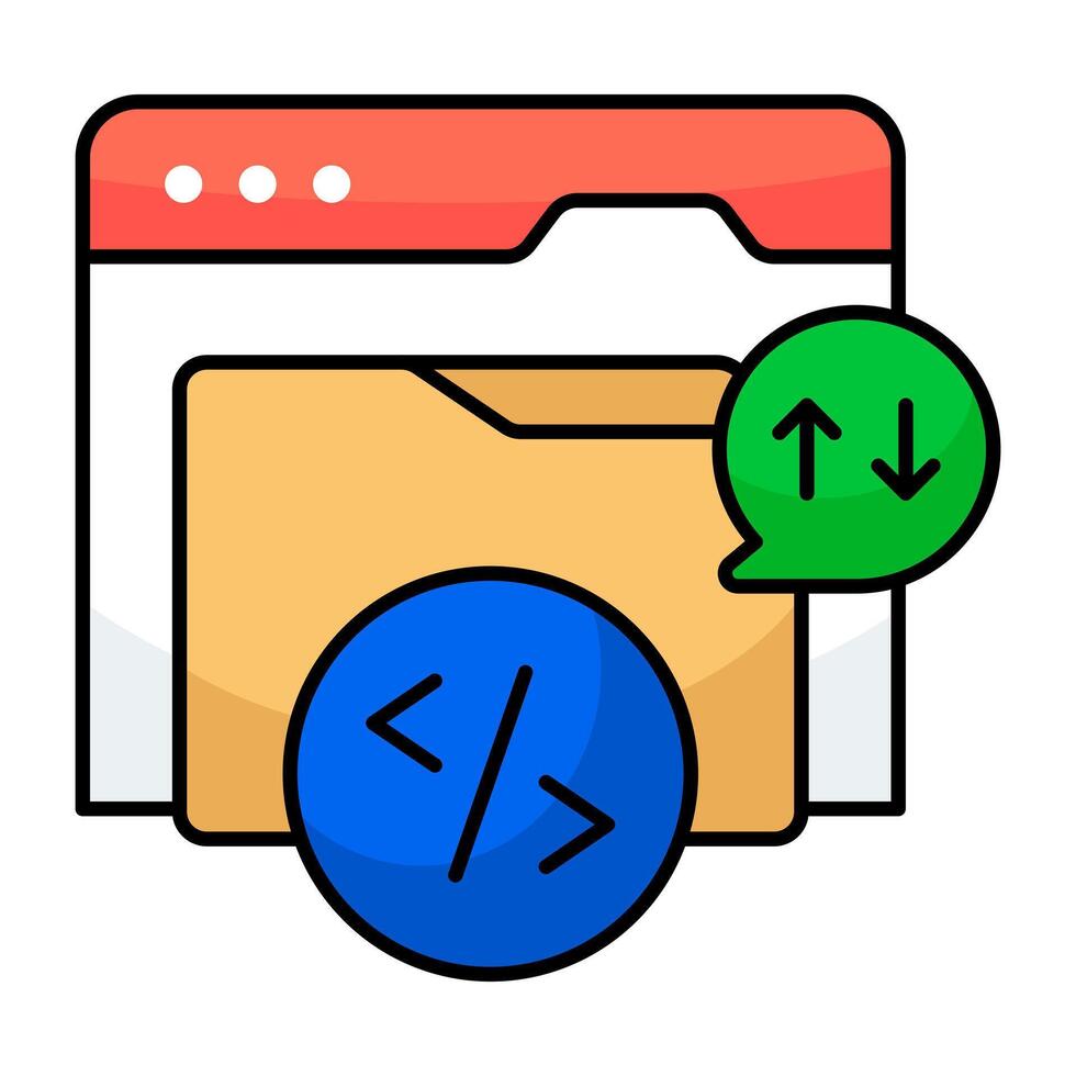 An icon flat design of coding folder vector