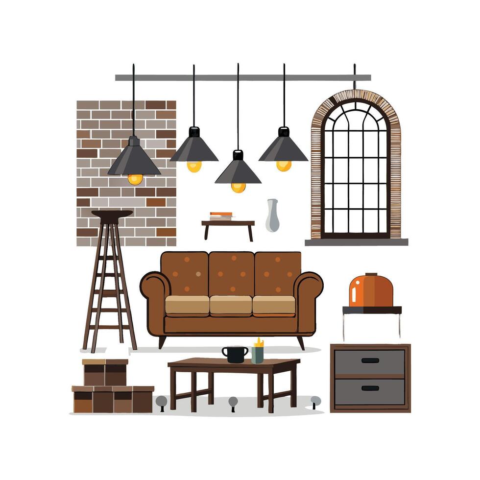 Stylish Icons for Loft Design Elements vector