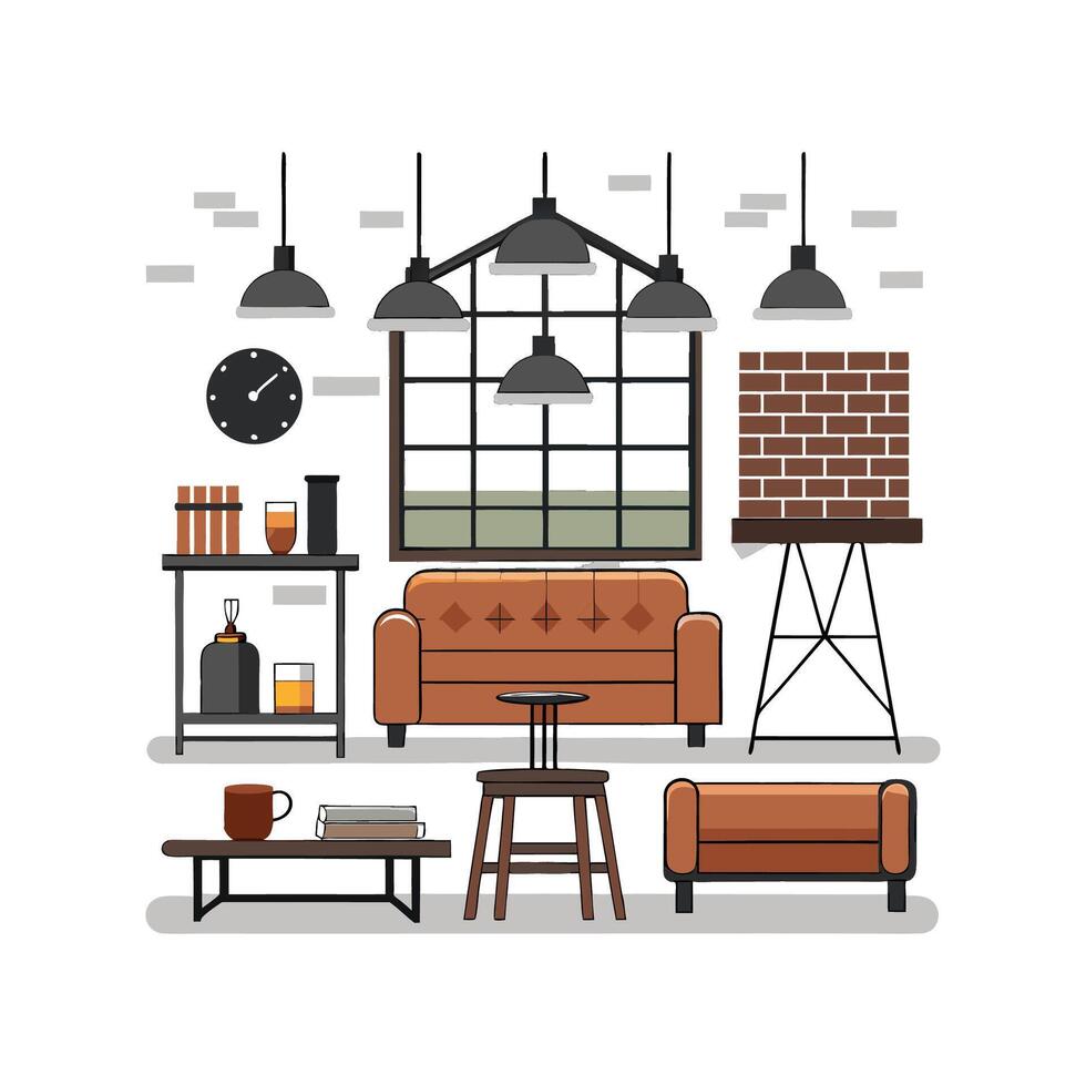 Elegant Icons for Industrial Loft Decor vector
