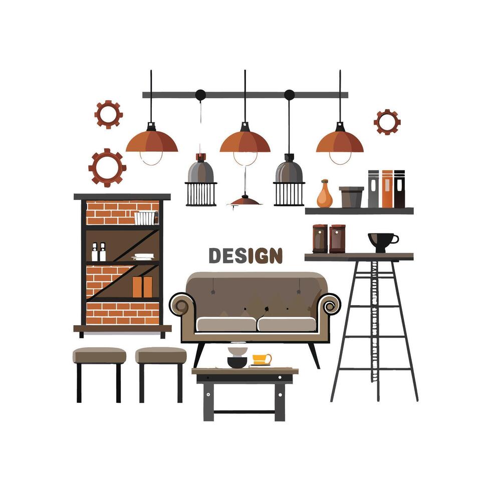 Chic Elements Icons for Loft Designs vector