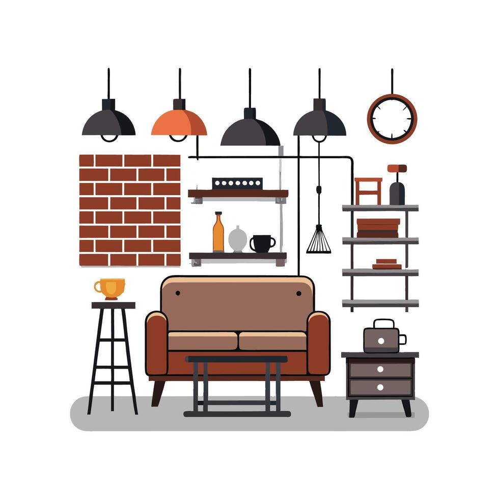 Quality Loft Design Icons for Industrial Elements vector