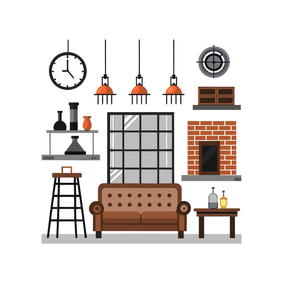 Chic Icons for Aesthetic Loft Designs vector