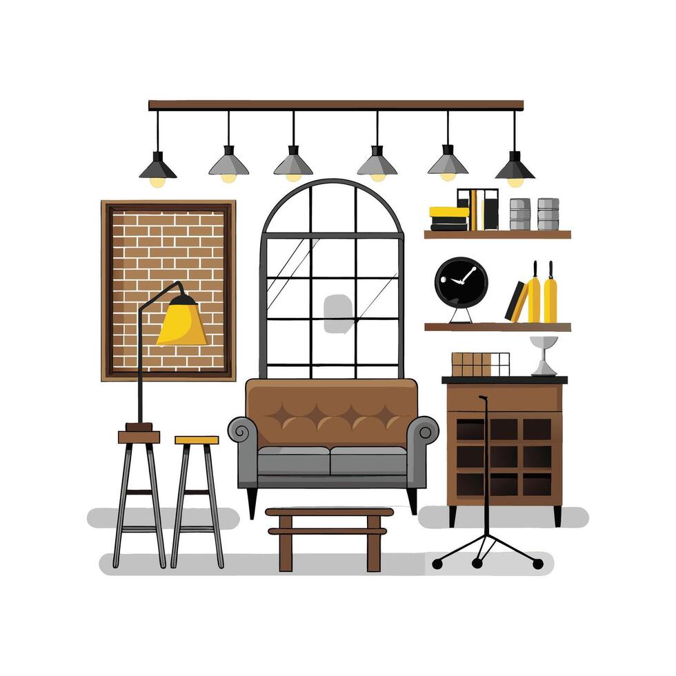 Distinctive Icons for Contemporary Loft Interiors vector
