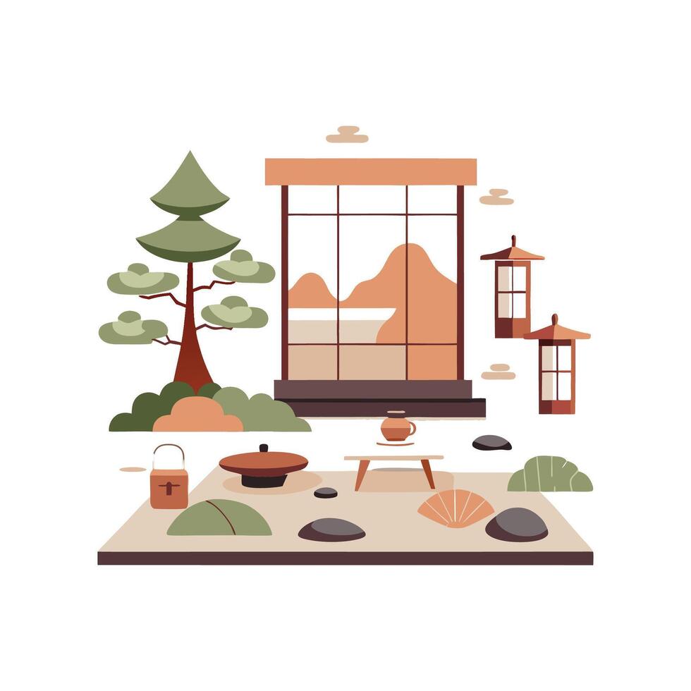 Stylish Icons for Japanese Zen Interiors vector