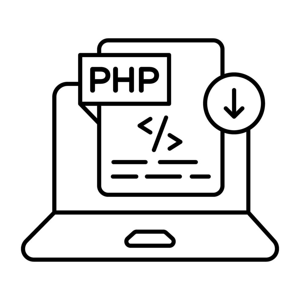 Trendy linear design icon of coding file vector