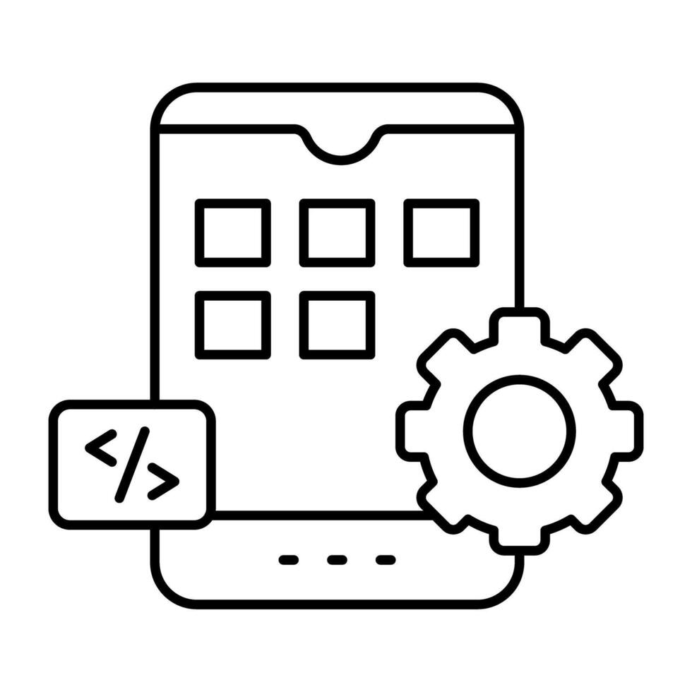 A unique linear design icon of mobile apps setting vector