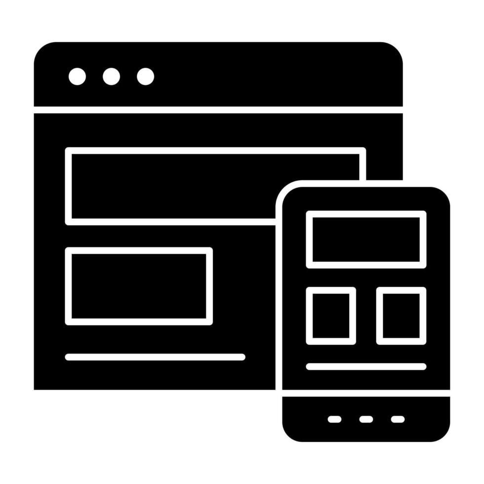 A flat design glyph icon of responsive design vector