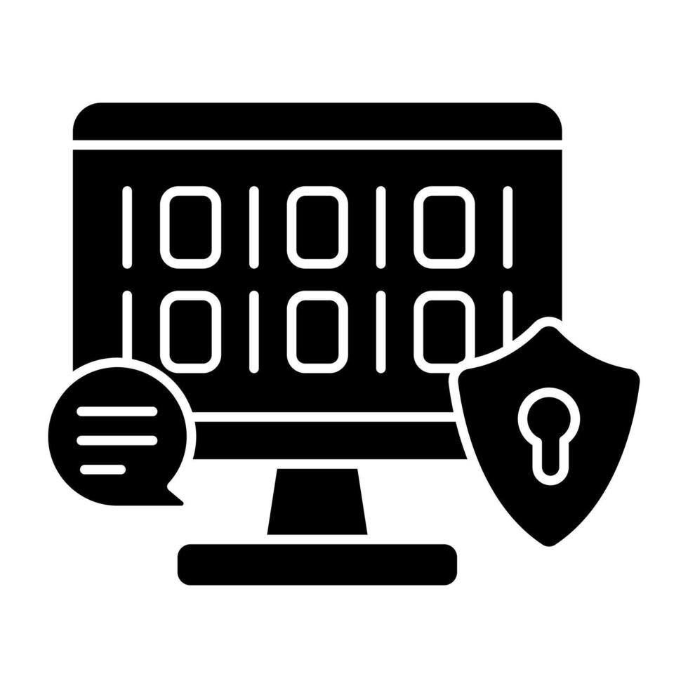 A solid design icon of secure binary data vector