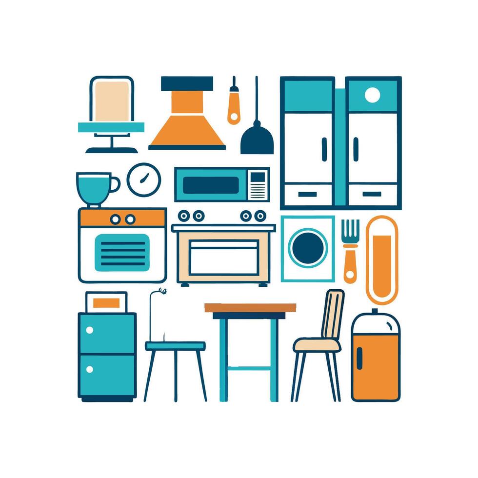 Stylish Icons for Kitchen Refrigerators vector