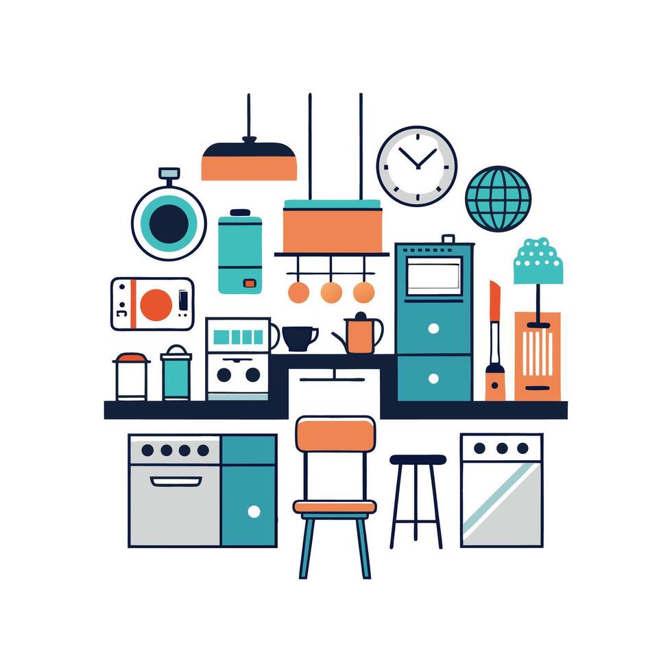 Creative Icons for Kitchen Refrigerator Design vector