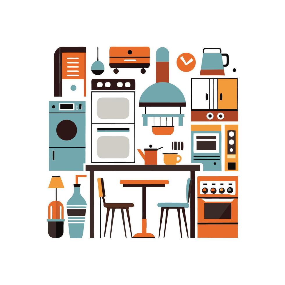 Chic Icons for Kitchen Refrigerator Style vector