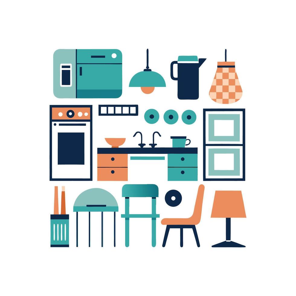 Artistic Icons for Kitchen Refrigerator Designs vector