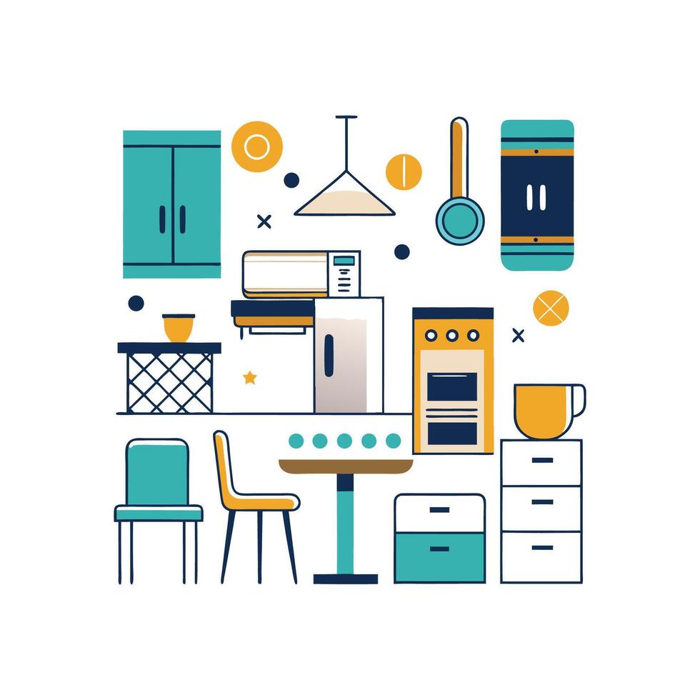 Chic Icons for Kitchen Refrigerator Styles vector