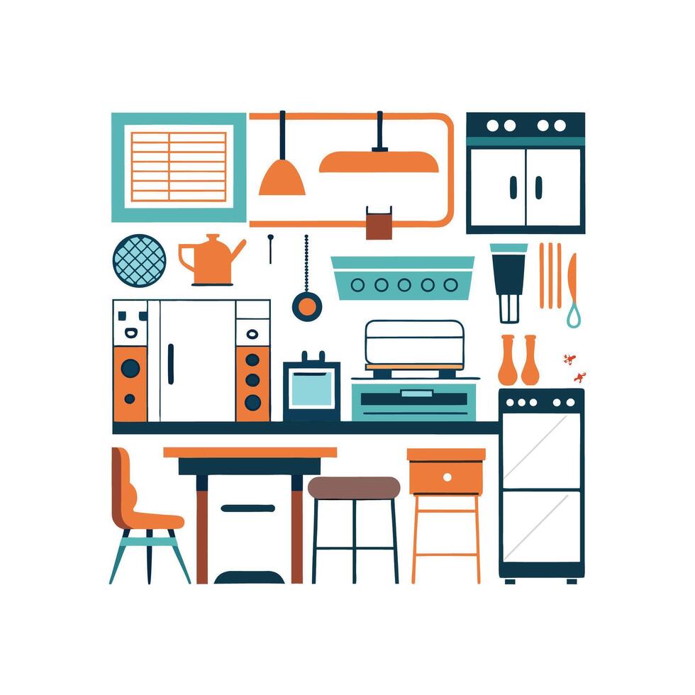 Elegant Icons for Kitchen Refrigerators vector