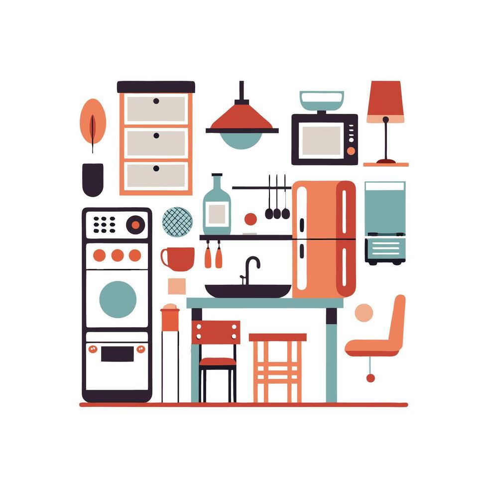 Stylish Icons for Kitchen Refrigerator Elements vector