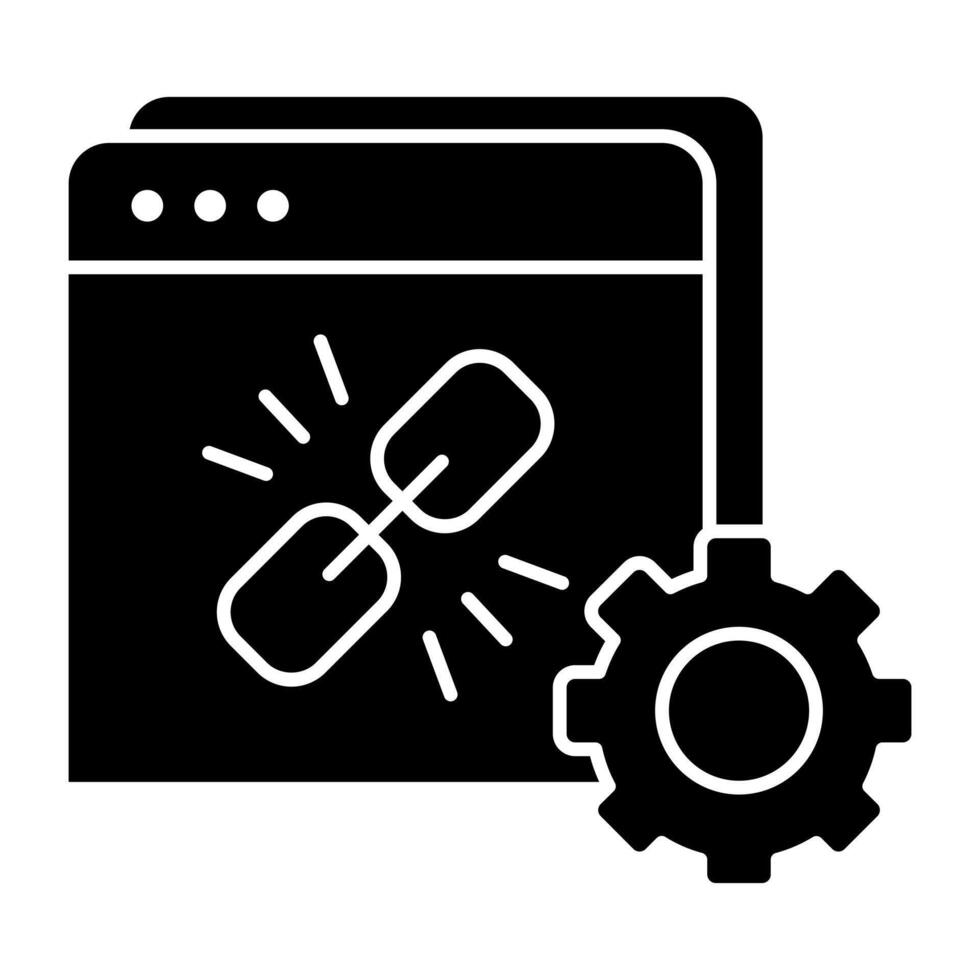 An icon solid design of linked website vector