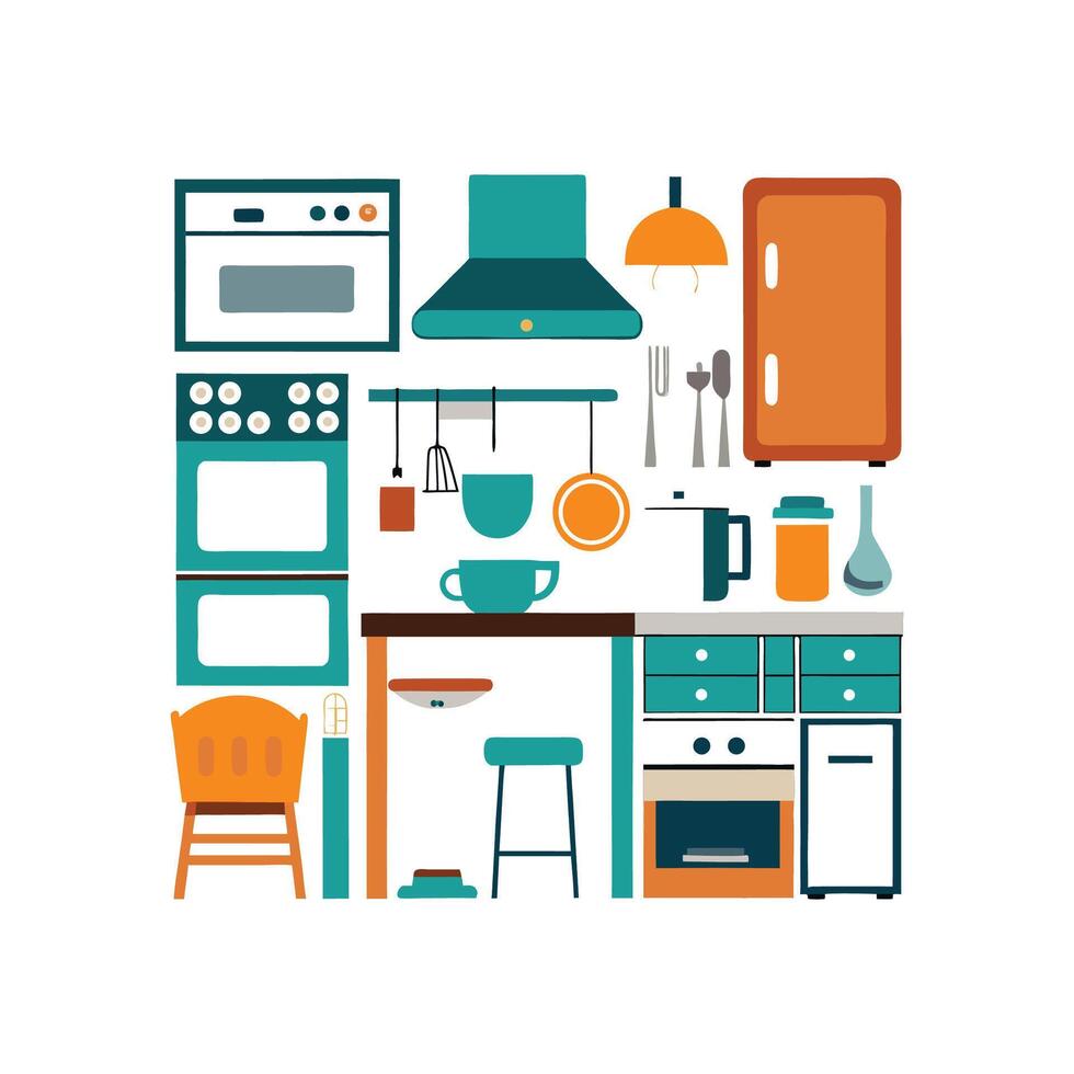 Artistic Icons for Kitchen Refrigerator Design vector
