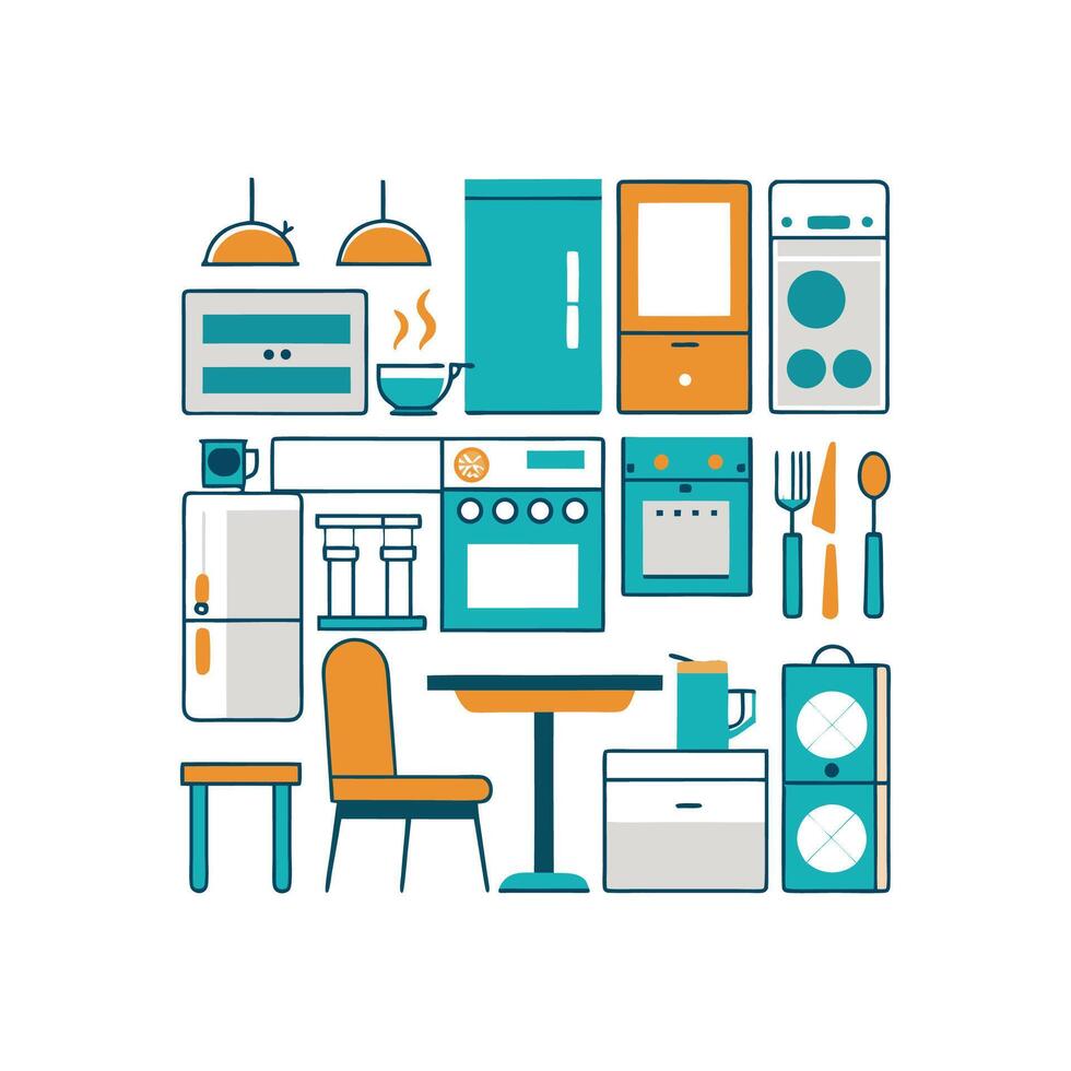 Elegant Icons for Unique Kitchen Refrigerators vector