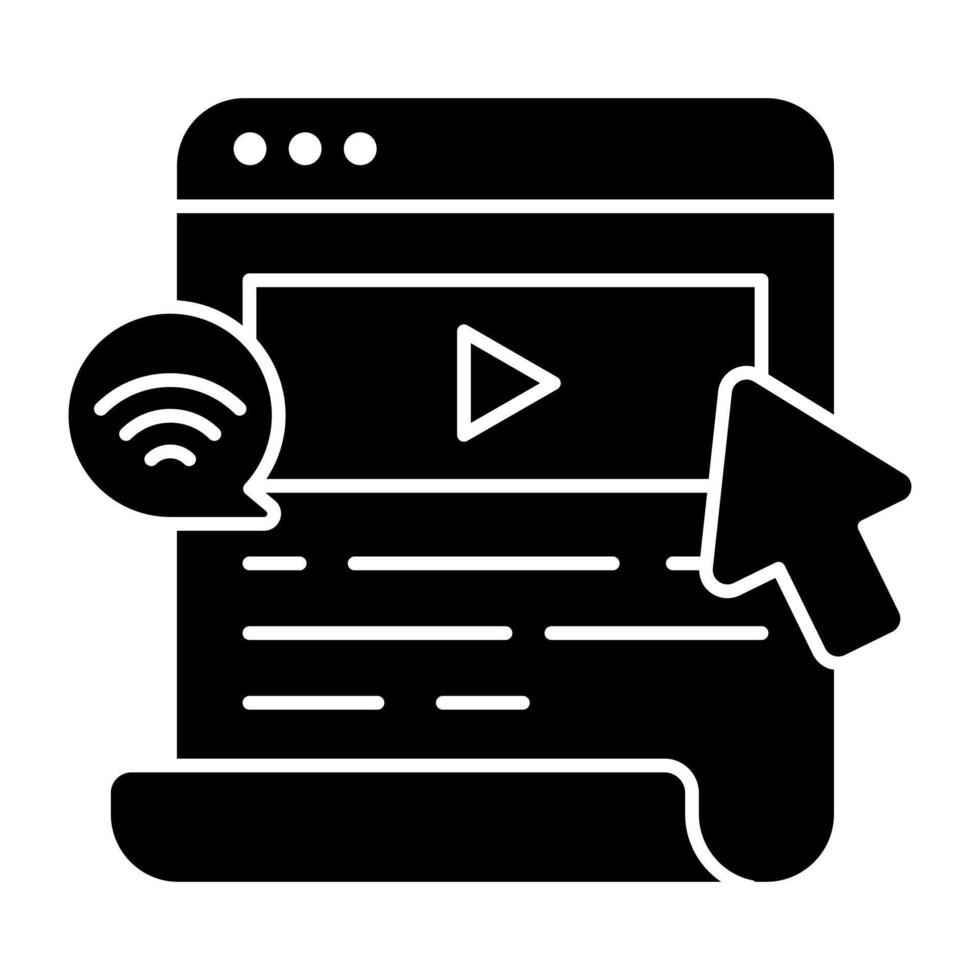 Unique design solid icon of web videos vector