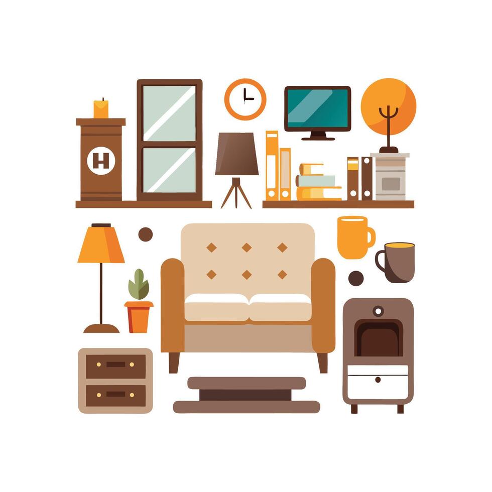 Artistic Icons for Essential Living Room Sofas vector