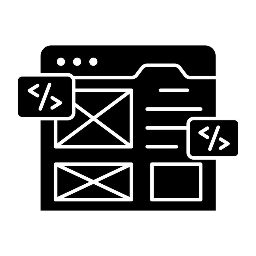 Modern solid design icon of web wireframe vector