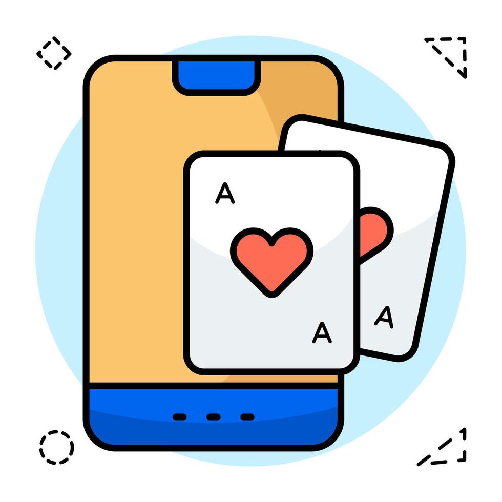 A flat design icon of mobile poker cards vector