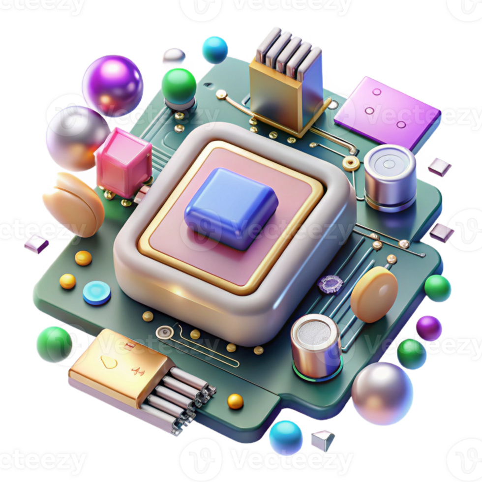 vibrant abstract Circuit Board Electronic Components Transparent for Tech Illustrations authentic png