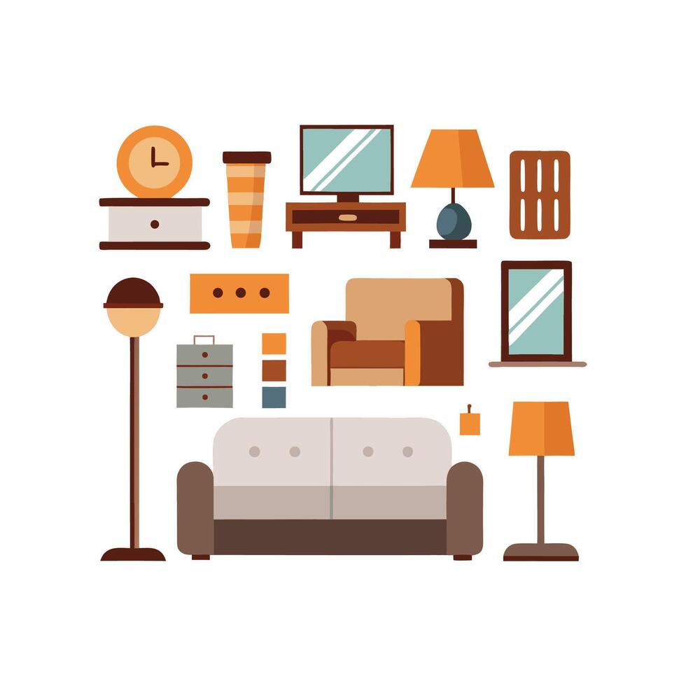 Chic Icons for Comfortable Sofa Essentials vector