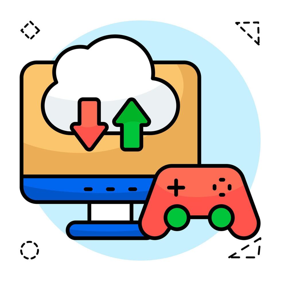 Editable design icon of cloud game transfer vector