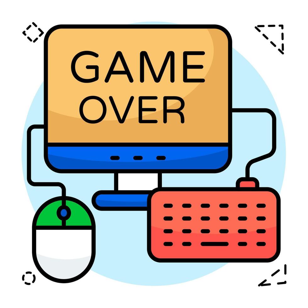 A flat design, icon of games over vector
