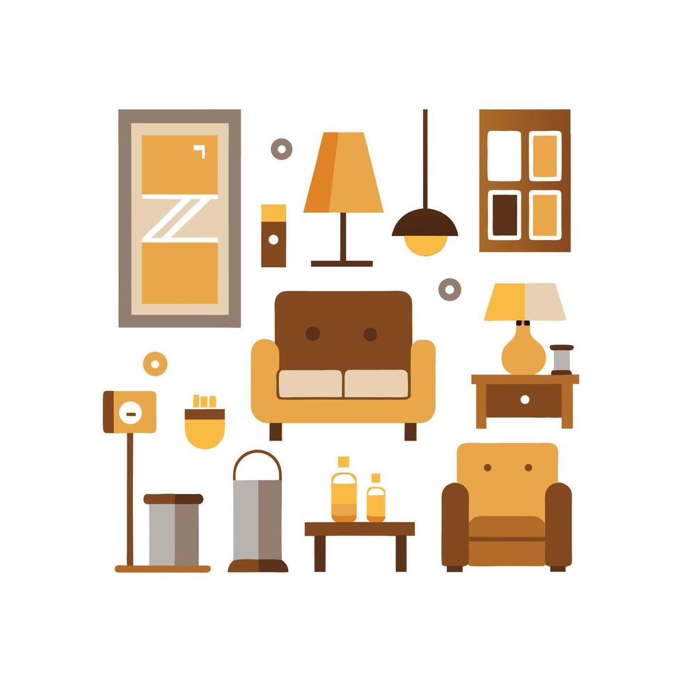 Elegant Icons for Trendy Sofa Essentials vector