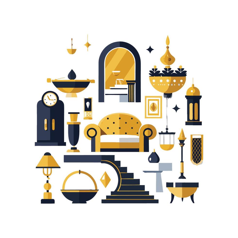 Stylish Icons for Luxury Interior Designs. vector