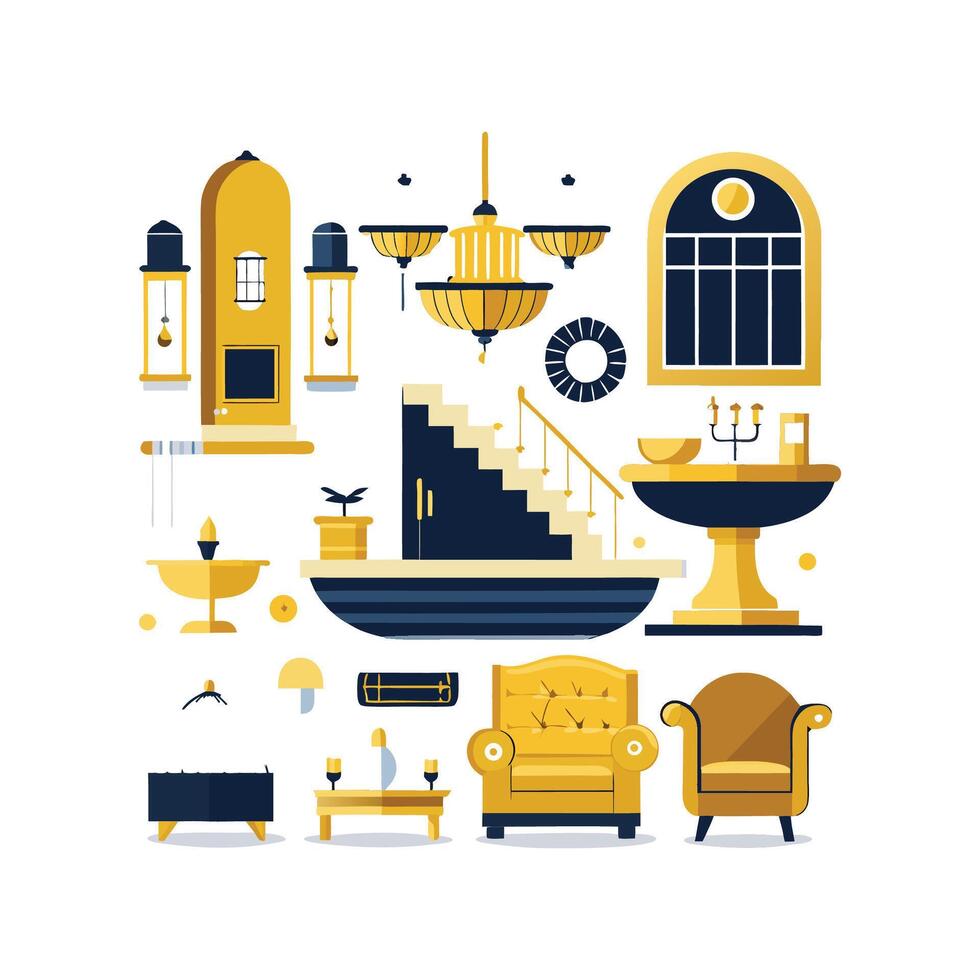 Elegant Icons for Luxury Interior Features. vector