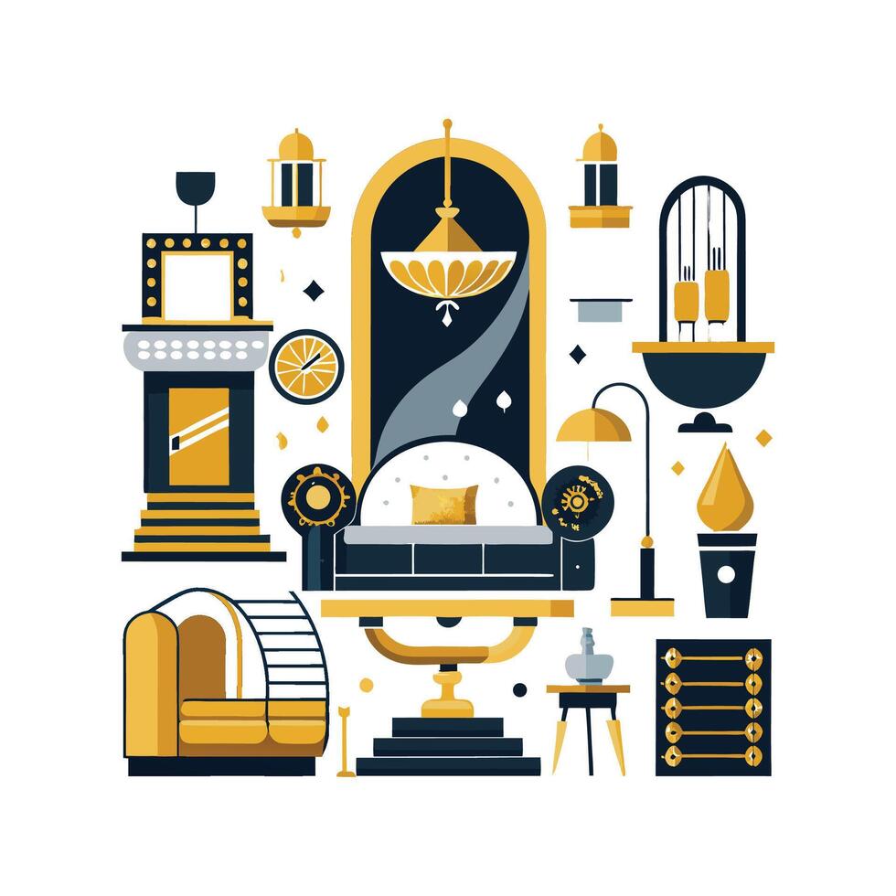 Distinctive Icons for Luxury Interior Features vector