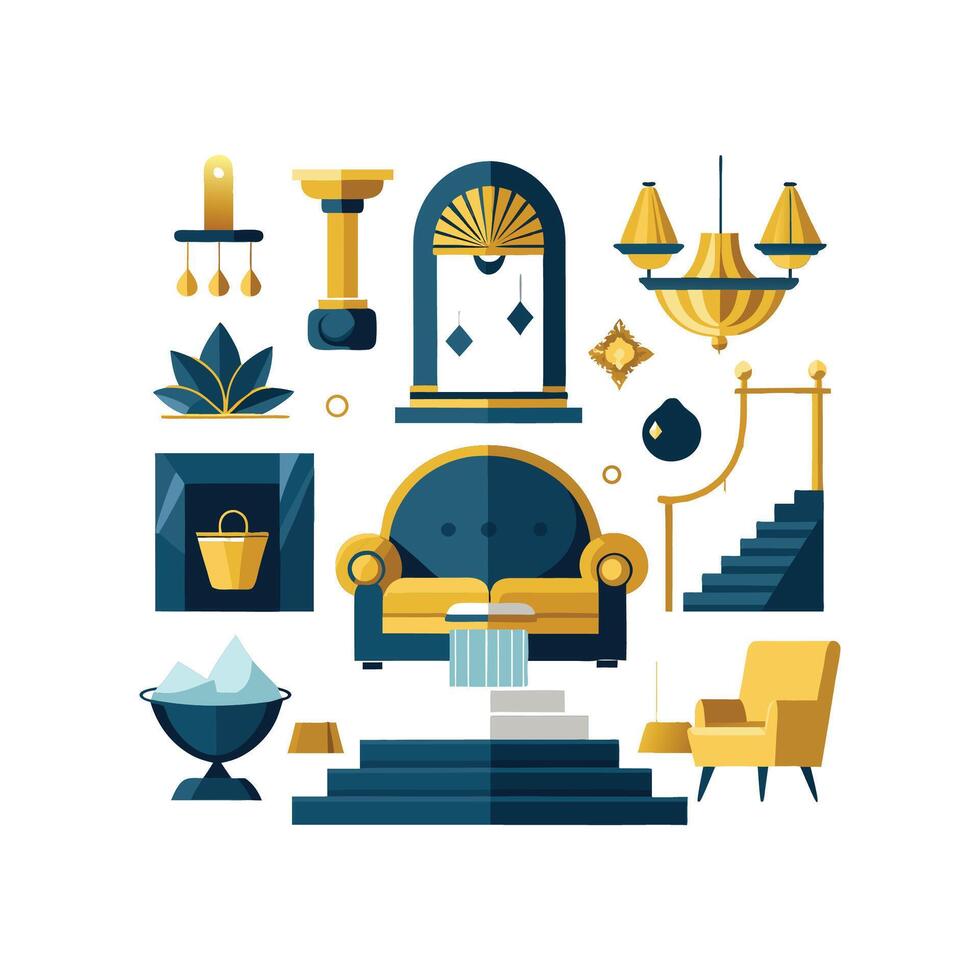 Elegant Luxury Interior Design Icons vector