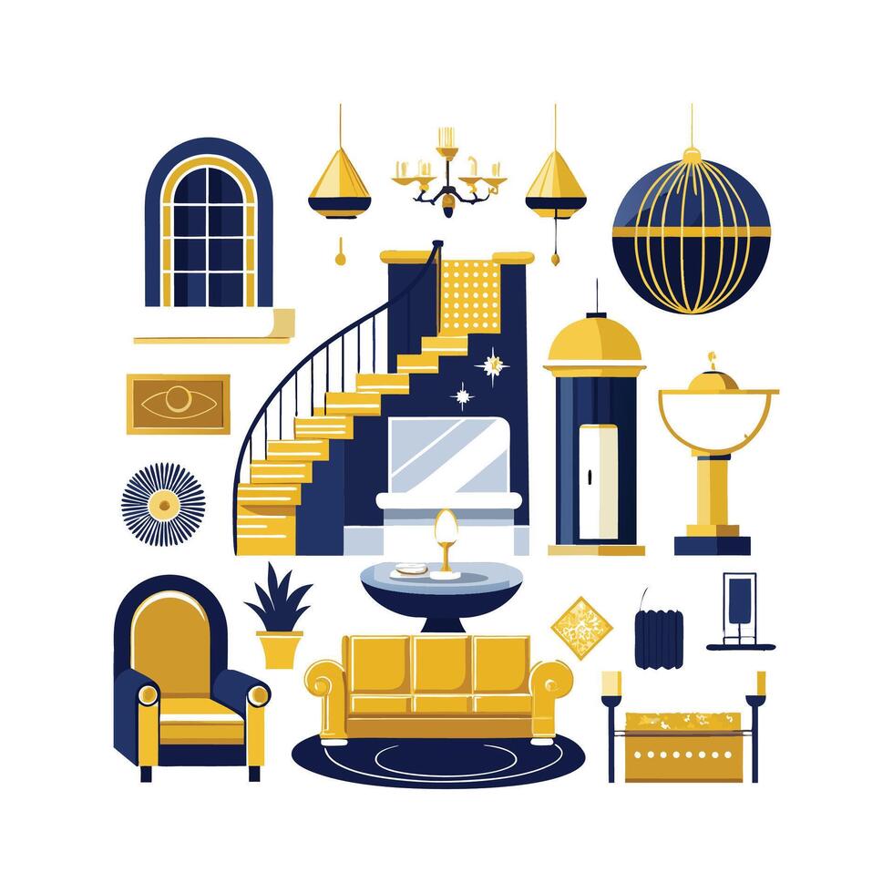 Distinctive Icons for Elegant Interiors. vector