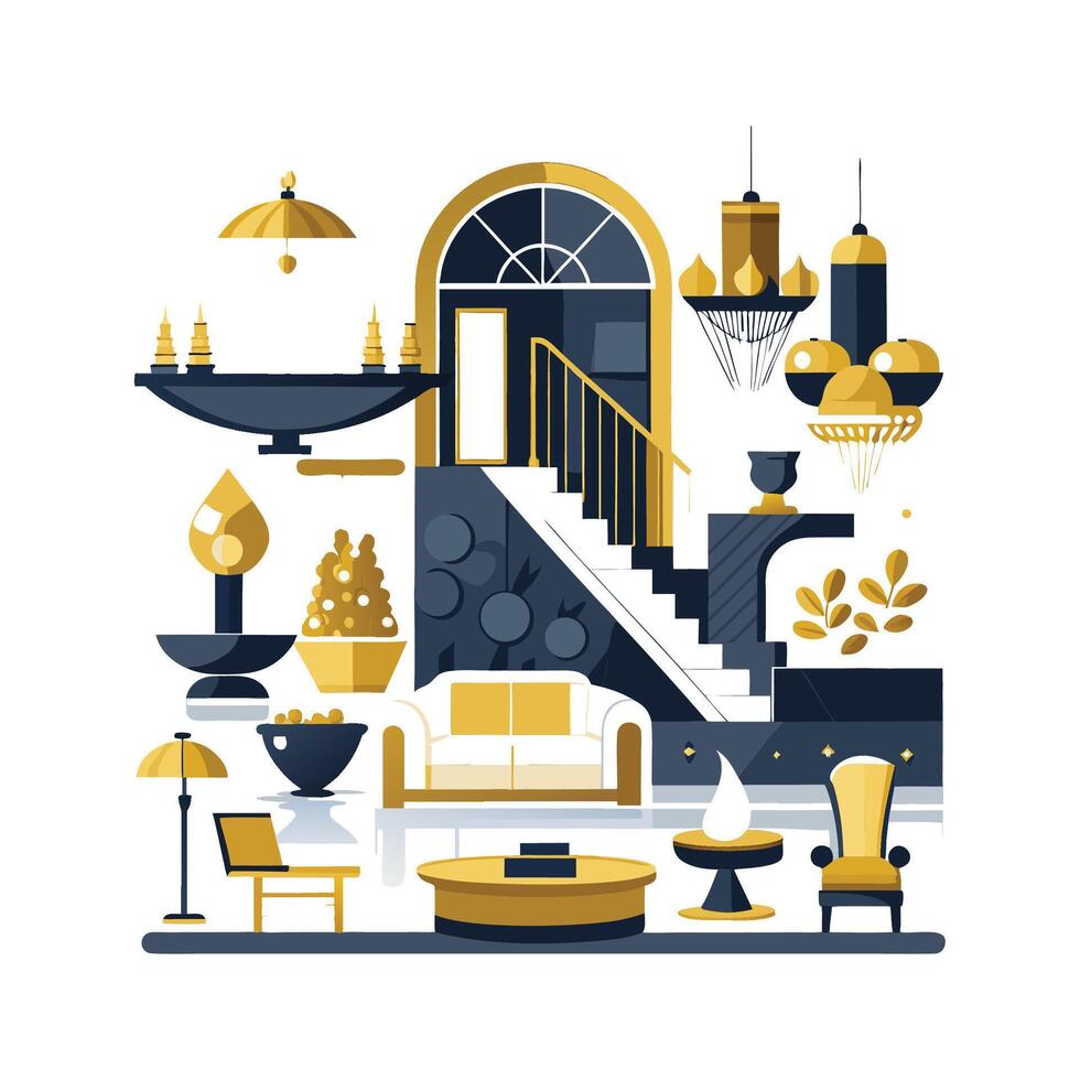 Chic Icons for Stylish Luxury Features. vector