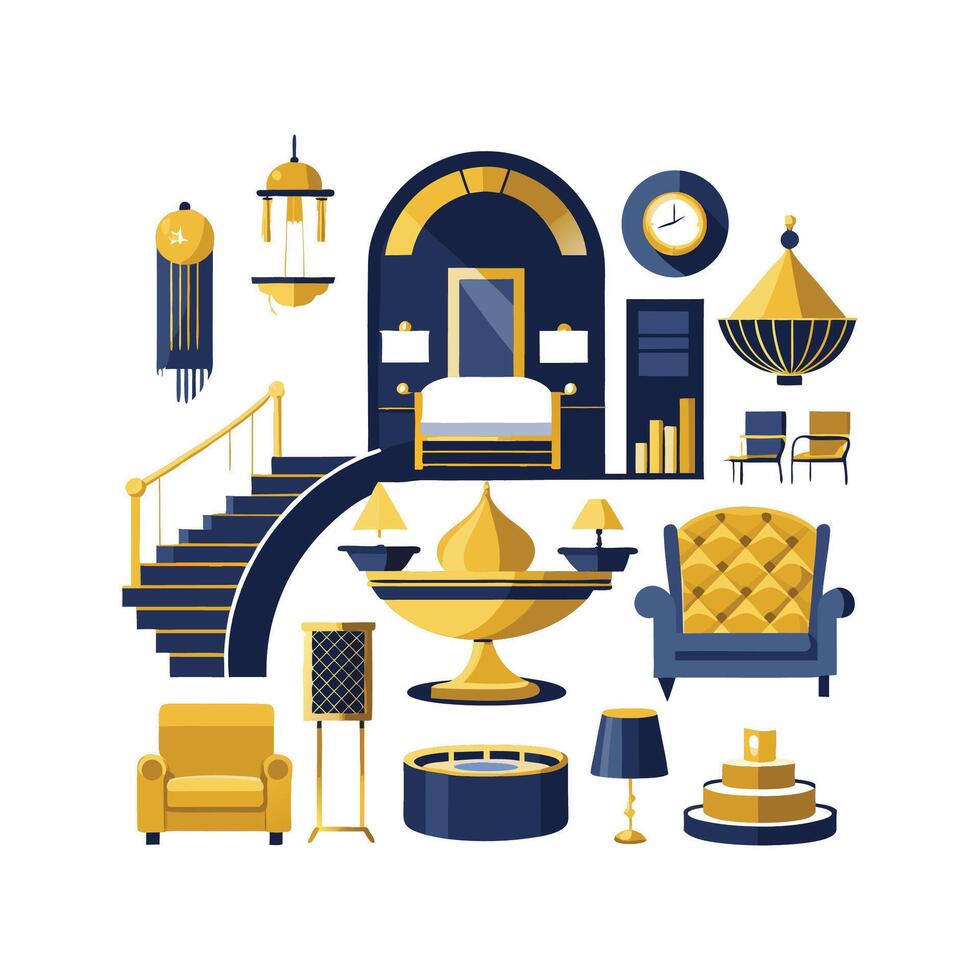 Stylish Icons for Elegant Luxury Interiors vector