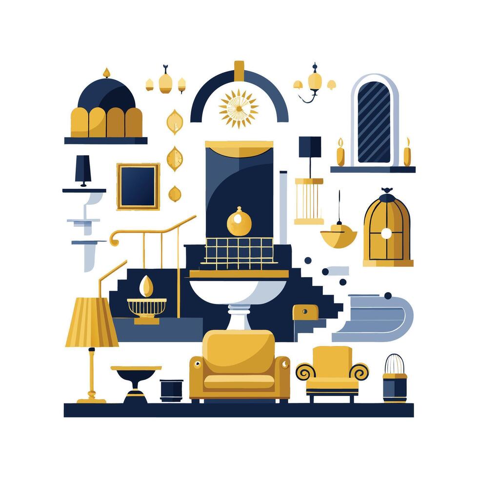 Chic Icons for Luxury Design Features vector