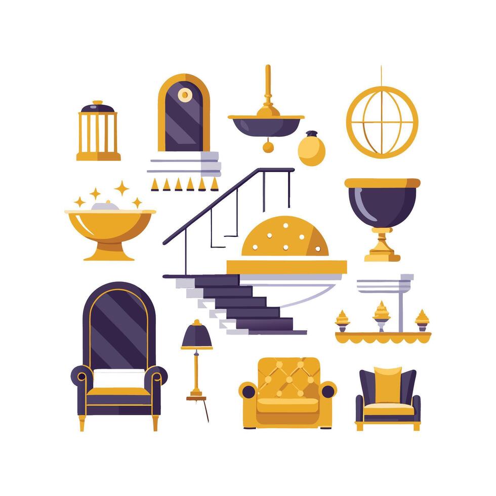 Elegant Icons for Stylish Luxury Interiors vector
