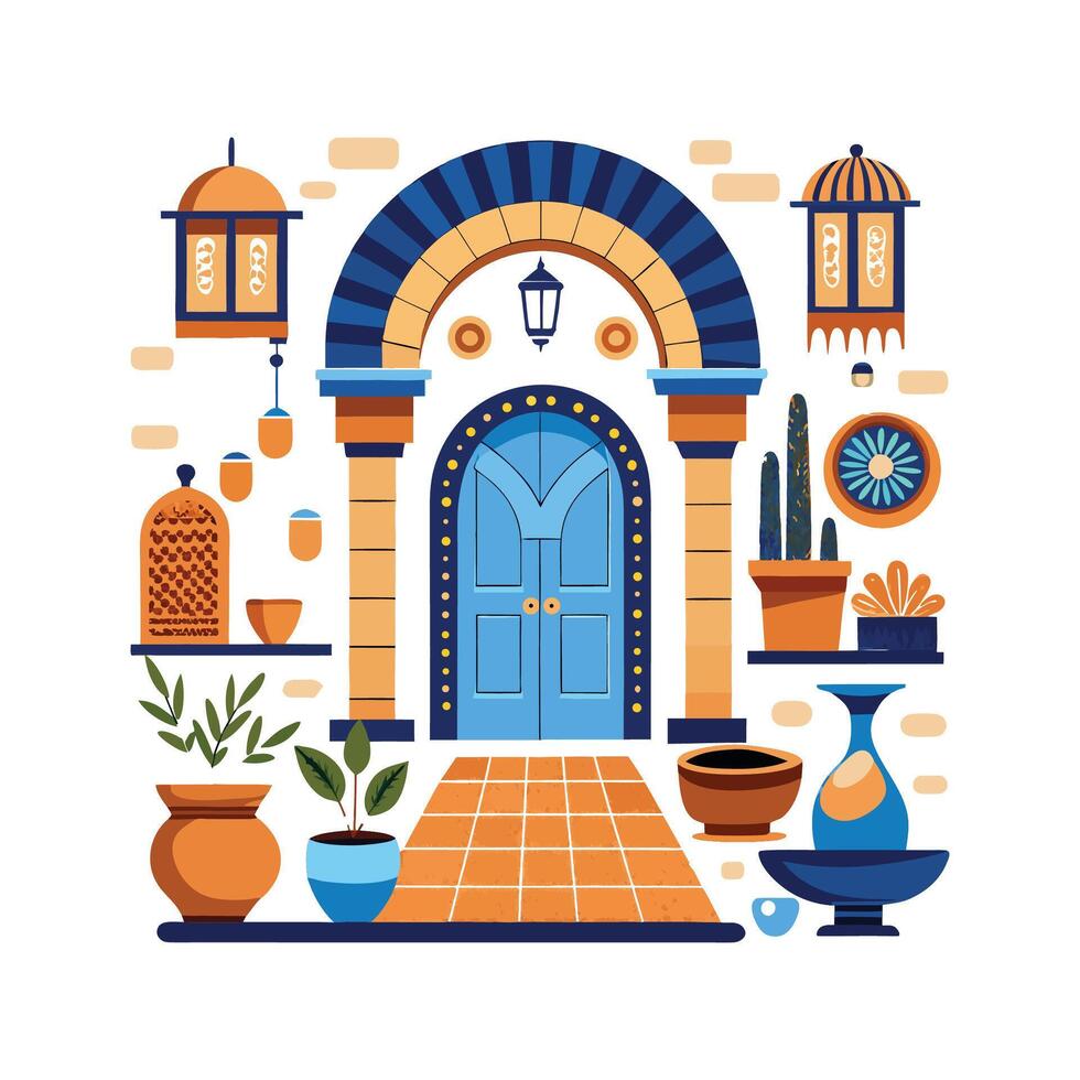 Stylish Icons for Mediterranean Villa Interiors vector