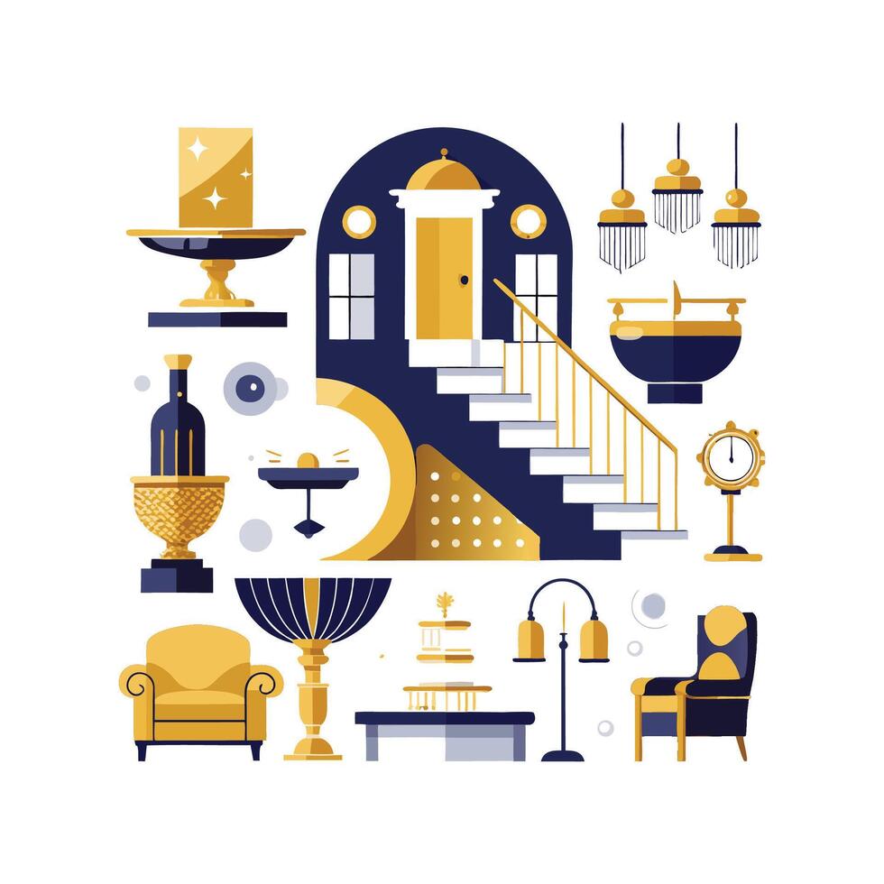 Comprehensive Icons for Luxury Interior Features vector