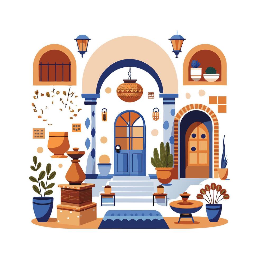 Elegant Icons for Mediterranean Villa Design vector