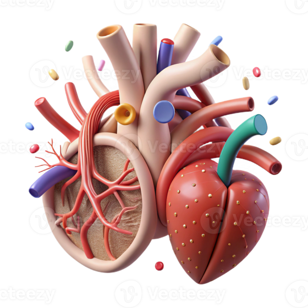 vibrant traditional Circulatory System Arteries Veins Cutout for Medical Illustrations high resolution png